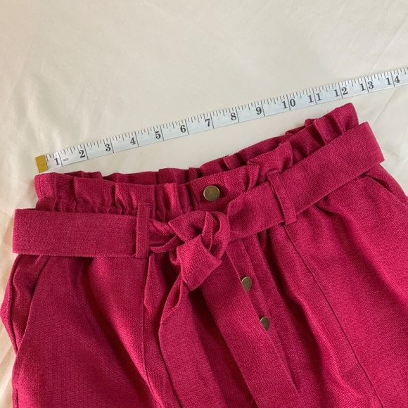 Favlux Berry Red Paperbag Waist Shorts Women’s Tie Belt Size Small - Picture 2 of 8